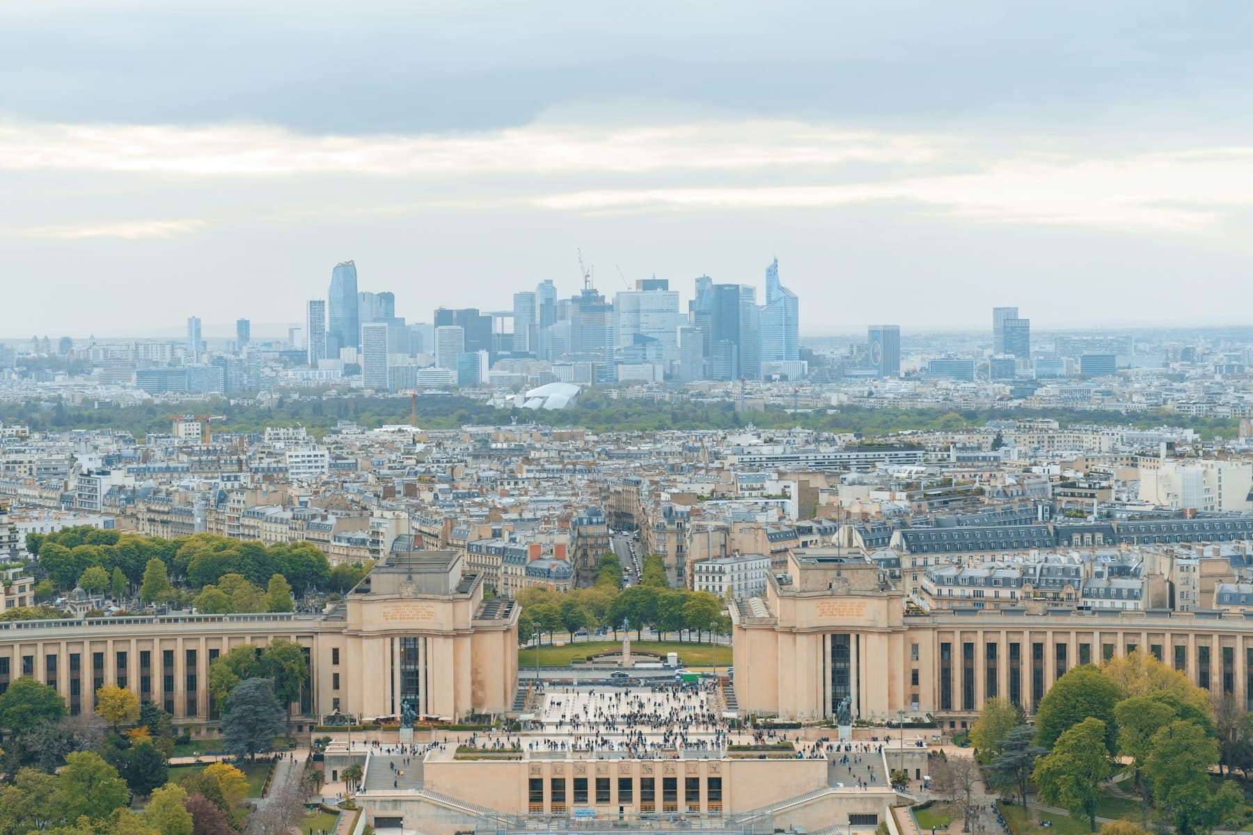 Paris skyline and rooftops at sunset